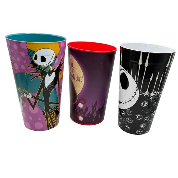 Disney Tim Burtons The Nightmare Before Christmas Plastic Cups Set Of 3  20 Oz - Picture 7 of 7
